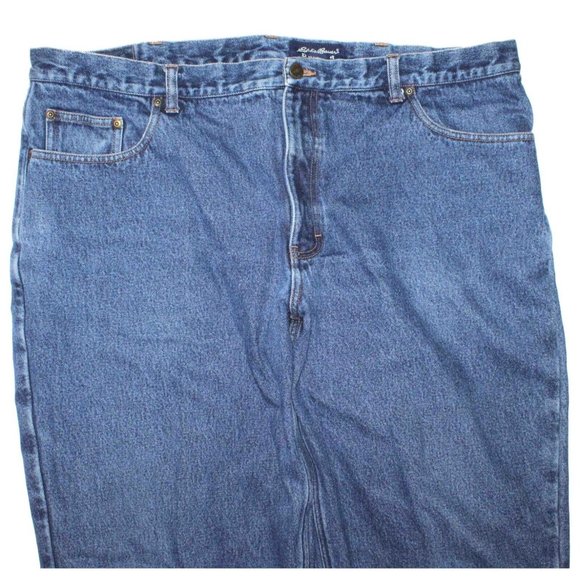 Eddie Bauer Flannel Lined Blue Denim Cotton Jeans Outdoors Mens Size 42 x 31 - Picture 2 of 9